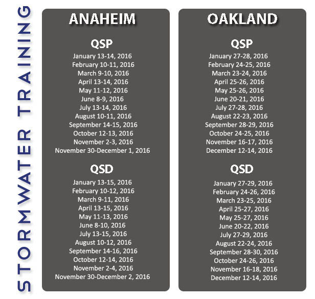 Image of GENI’s stormwater training class schedules in Anaheim and Oakland, California